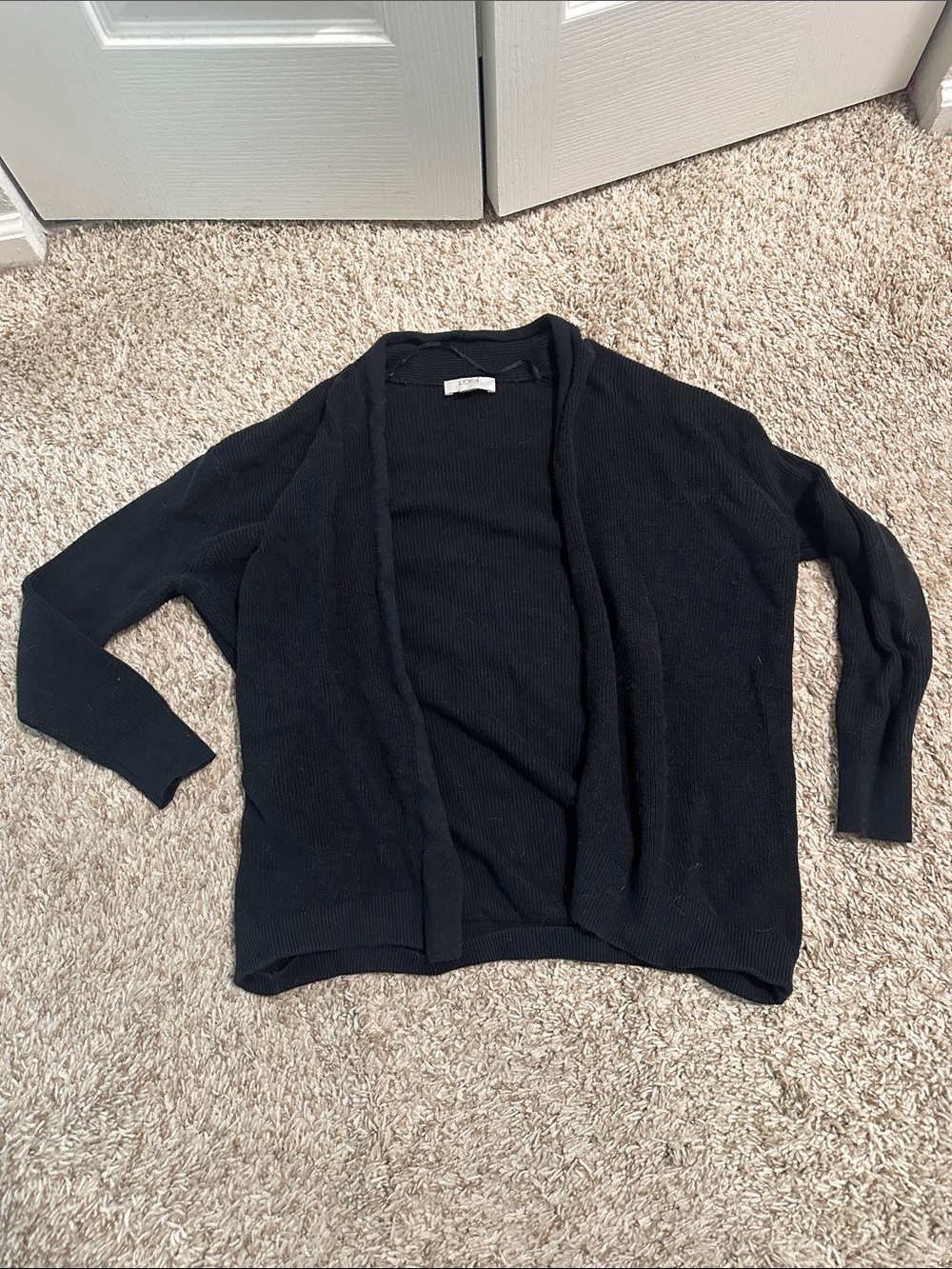 LOFT Black Open-Front Knit Cardigan